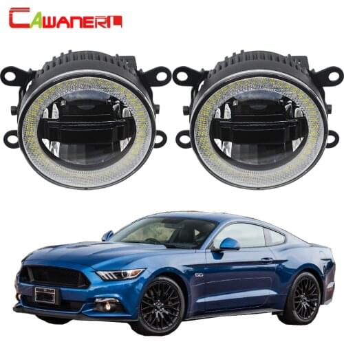 Cawanerl For Ford Mustang 2015 2016 2017 Car LED Bulb Front Fog Light DRL Daytime Running Light Angel Eye 3000LM 12V