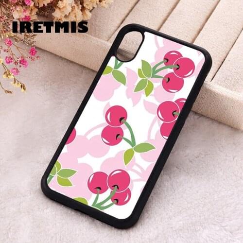 Iretmis 5 5S SE 2020 Phone Cover Case for iPhone 6 6S 7 8 Plus X Xs XR 11 12 Mini Pro Max Silicone TPU Pink cherry