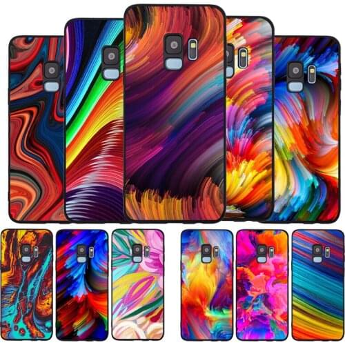 Color Painting Paint Pigment Soft Case For Samsung S20 S10 S9 S8 S7 S6 EDGE Plus Lite For Note 8 9 10 Cover A7 A8 A9 black Cases