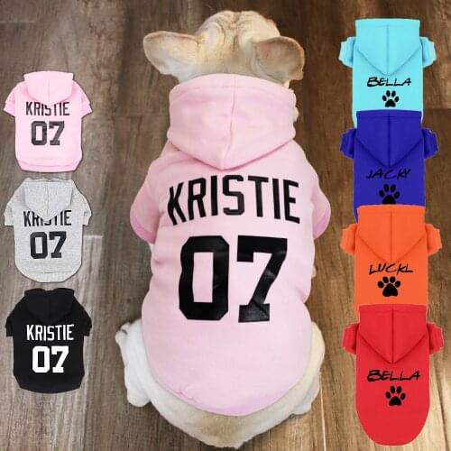 Personalized Clothes for Dogs Free Print Dog Hoodie With Hat Soft Cotton Pet Name Clothing for Small Medium Dogs Cats Pitbull