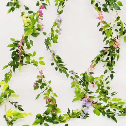 190cm Artificial Flowers Wisteria Vine Garland Plant Foliage Fake Flowers Wall Hanging Rattan Ivy Home Garden Wedding Arch Decor