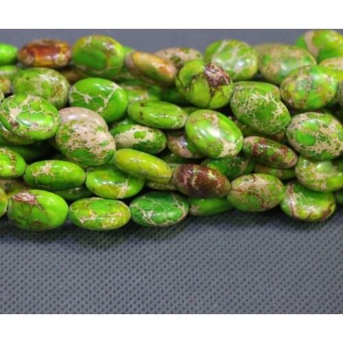 Kindgems Lime Imperial Emperor Gems Stone Beads Strand 15"/Diy For Jewelry Making for Women Oval Shape Smooth Surface Beads