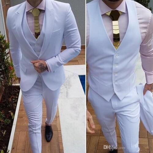 Classic slim Groomsmen Peak Lapel Groom Tuxedos Men Suits Wedding/Prom Best Man Blazer ( Jacket+Pants+Tie+Vest) A251