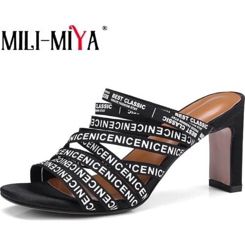 MILI-MIYA Hot Sale Women Casual Thick Heels Sandals Summer Leisure Open Toe Fashion Black Shoes Ladies Plus Size 34-43