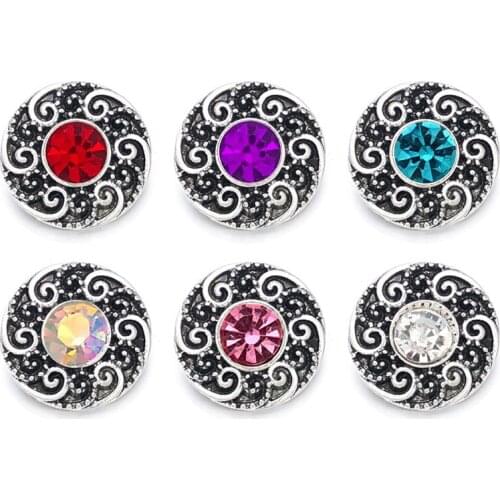 Fashion w399 Crystal 3D 18mm 20mm Metal Snap Button For Bracelet Necklace Interchangeable Jewelry Women Accessorie Findings