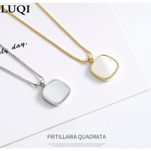 S925 silver platinum plated square mother-of-pearl fashion necklace xl0138