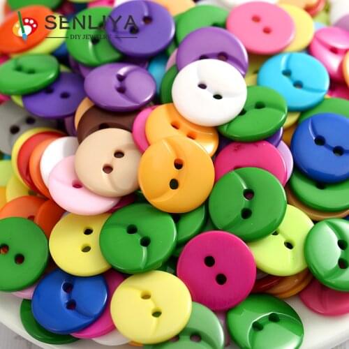 Fashion 50-200Pcs/Pack 15mm Round 2Holes Resin Buttons Sewing Tools Scrapbooking Decorative Button For Clothes Diy Accessories