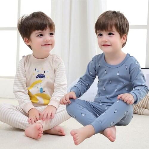 Cartoon Pajamas For Boys Girls Sleepwear 2PCS Clothing High-waist Pants Sets Kids Clothes Cotton Childrens Pajamas Baby Pyjamas