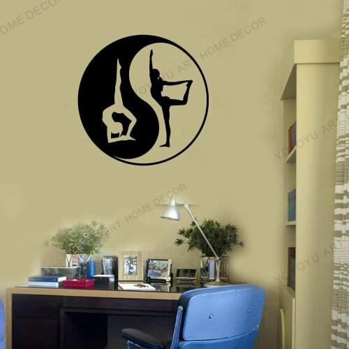 Yin Yang Wall Decal YOGA NAMASTE Vinyl Sticker Art Decor Bedroom Design Mural buddha peace love meditation fitness Q40