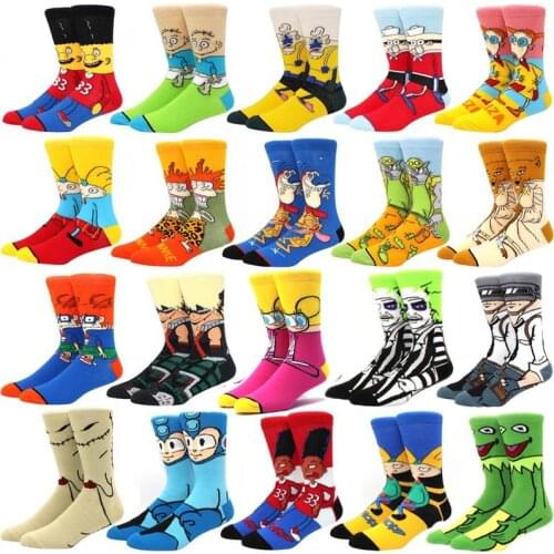 New Fashion Mens Funny Socks Fashion Womens Personality Anime Socks Cartoon Fashion Skarpety High Quality Sewing Pattern