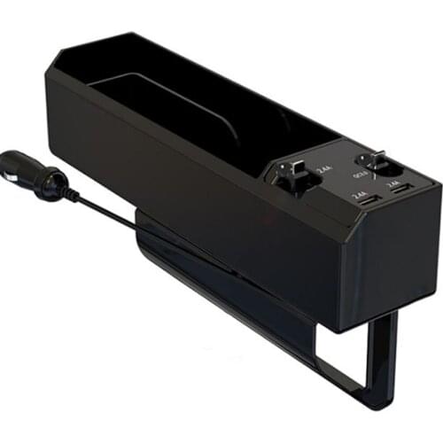 2 USB Ports Car Seat Gap Organizer Storage Pocket Car Seat Storage Container with Retractable USB Cables