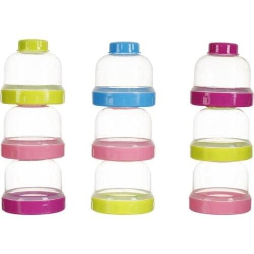 Toddler Kids Three Grid Food Storage Box Baby Portable Milk Powder Formula Dispenser Food Container Storage Feeding Bottle