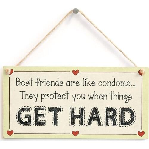 Meijiafei Best friends are like condoms they protect you when things get hard - Bachelorette Gift Love Heart Frame Sign 10" x 5"