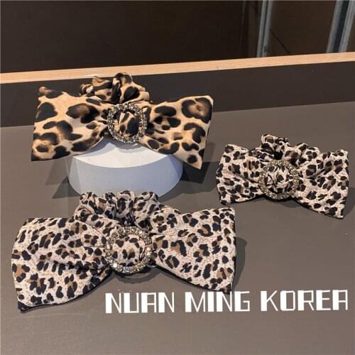 Leopard Print Elastic Hair Band For Women Hair Ties Flower Hair Accessories Retro Korean Hairpins Bows Barrette