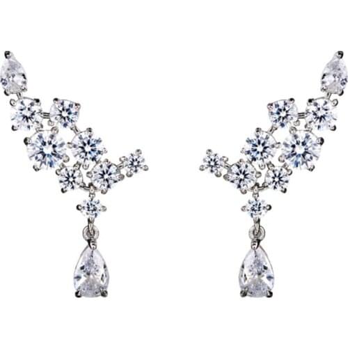 Luxury High Carbon Diamond Climbing Stud Earrings 925 Sterling Silver For Women Girls Gift 2021 Trend Evening Earrings Piercing