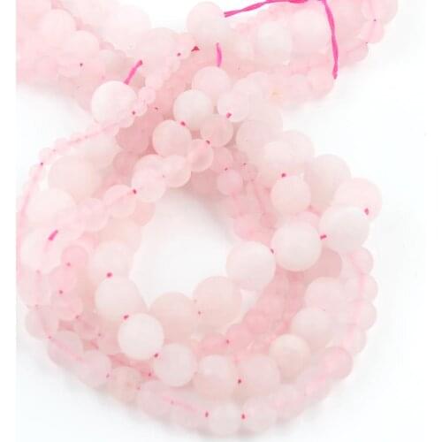 Natural Stone Matte Pink Crystal Beads Polish Round Loose Spacer Beads For Jewelry Making Diy Bracelet Accessories 4/6/8/10mm