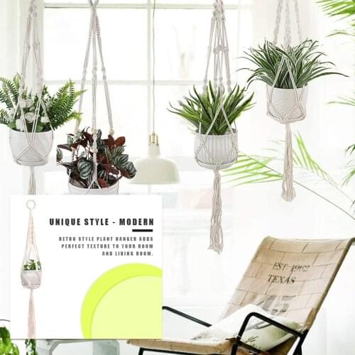 Handmade Macrame Plant Hanger Flower Pot Hanger Indoor Outdoor Plants Hanging Basket Cotton Rope Plant Pot Holder Home Decorat