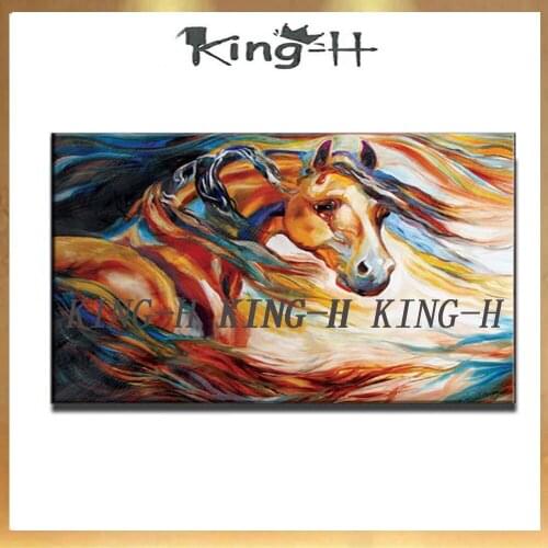 Manual modern creative painting art painting animals red horse knight of abstract art oil painting, the family decorated hall so