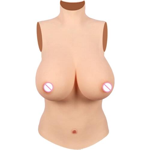 Liifun Half Bodysuit Realistic Silicone Breast Forms Fake Boobs Large Boob for Crossdresser Drag Queen Shemale Cosplay Tits Meme