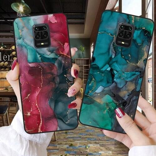Black Silicone Cover Ink Painting Marble Phone Case For Coque Xiaomi Mi 10T Lite 10 Ultra Redmi Note 9S 7 8 9 Pro 8T Shell Funda