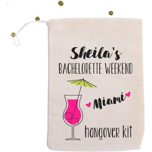 Custom Tropical Drink wedding favor gift bags Bachelorette Hangover Survival recovery Kit bridal shower party Candy pouches