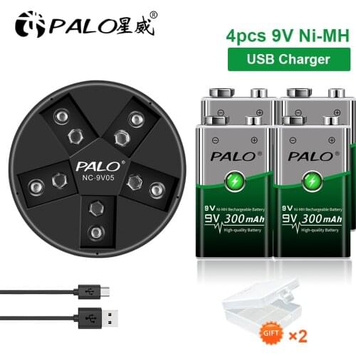 9v smart battery charger and 9v ni-mh ni mh rechargeable battery 300mAh
