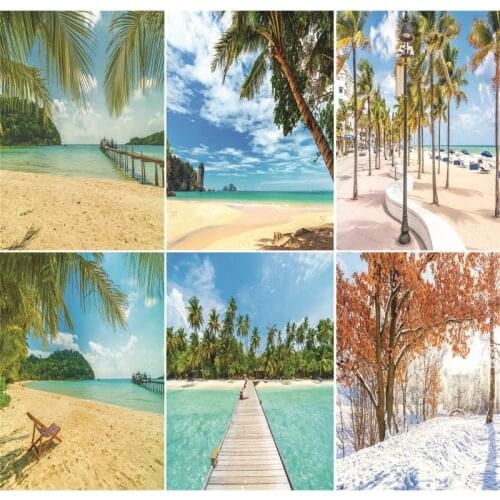 Vinyl Custom Photography Backdrops Prop Beach and Blue Sky Photography Background J20228-26