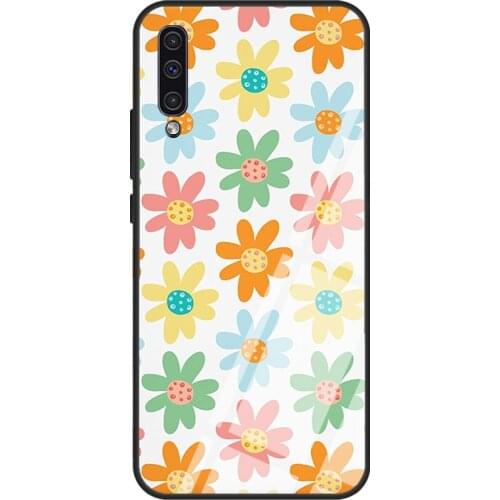 Groovy Colorful Flowers Boho Indie Floral Tempered Glass Case For Samsung A52 A12 A32 A42 A72 A31 A51 A71 A40 A50 A70 A20e A21S