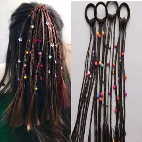 1pc Children Colorful Wig Hair Clip Women Girls Pigtail Elastics Hair Bands Street Performance Hair Styling Hair Accessories Hot