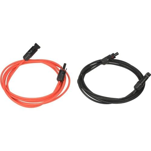 1 Pair 1meter Black + 1meter Red 10AWG Solar Panel Extension Cable Wire with Female and Male Connector