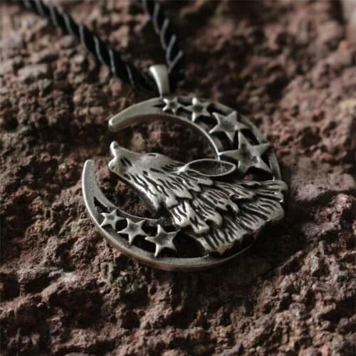 10pcs wholesale moon wolf pendant howling wolf nekclace animal lovers, Mens Womens Rock Punk Rocker Biker Gift Cameo