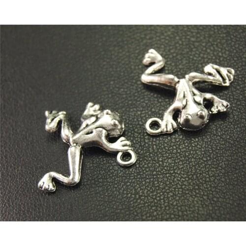 10pcs Silver Color Frog Charm Pendant Jewelry Making DIY Handmade Craft 18mm A1919