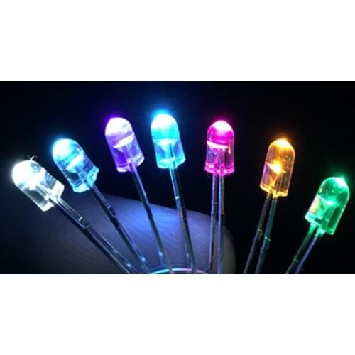 1000PCS x 3mm Pink Warm White Red Green Blue Yellow Orange Purple Clear Lens LED Diode Ultra Bright LED For Mechanical keyboard