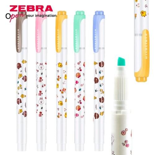 2Pcs ZEBRA limited double-headed highlighter WKT7-LN2 light color high-quality ink is not easy to volatile hand account marker