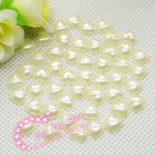 200-500pcs/lot 4/6/8/10mm beige resin flat back pearl heart for decoration