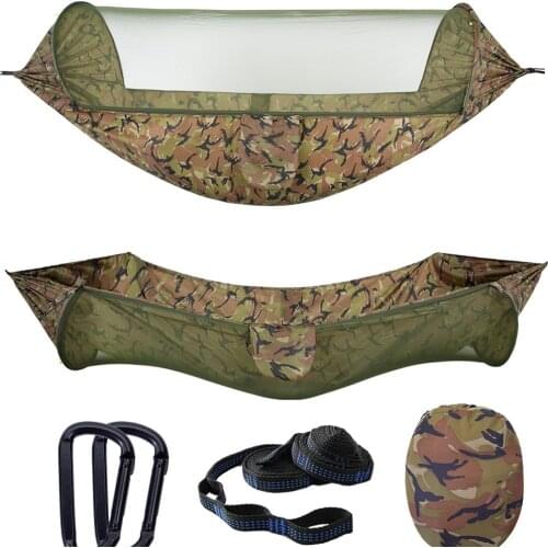 2021 Camping Hammock with Mosquito Net Pop-Up Light Portable Outdoor Parachute Hammocks Swing Sleeping Hammock Camping Stuff