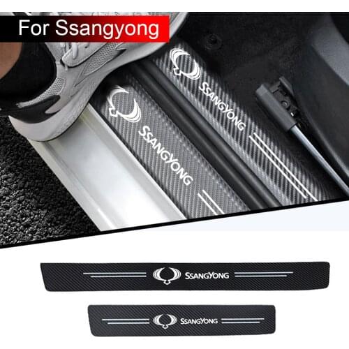4pcs car sticker carbon fiber texture threshold strip decoration modified For SsangYong Actyon Korando Kyron Musso Rexton Tivoli