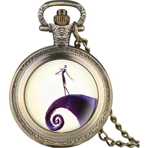 Alice in Wonderland Christmas thriller Night Children Quartz Pocket Watch for Boy Arabic Number Necklace Watches for Teenager