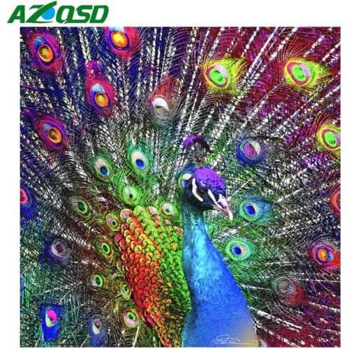 AZQSD Diamond Painting Peacock Diamond Embroidery Animal Rhinestones Pictures 5d Diy Needlework Full Square Cross Stitch Kit