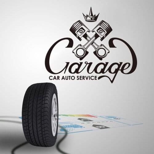 Auto Car Repair Valve Wall Decal Garage Piston Repair Studio Crown Wall Stickers Vinyl Shop Home Decor Wall Decals
