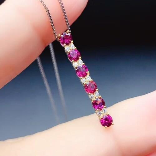 CoLife Jewelry Simple 925 Gemstone Pendant for Party 6 PCS Natural Garnet Pendant Fashion Silver Garnet Jewelry for Daily Wear