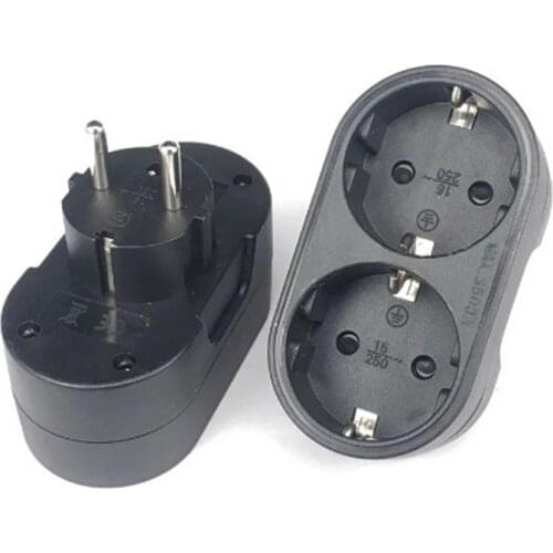 European Conversion Plug 1 to 2 Way Socket Adapter EU Standard Power Adapter Socket 16A Travel Plugs AC 110~250V