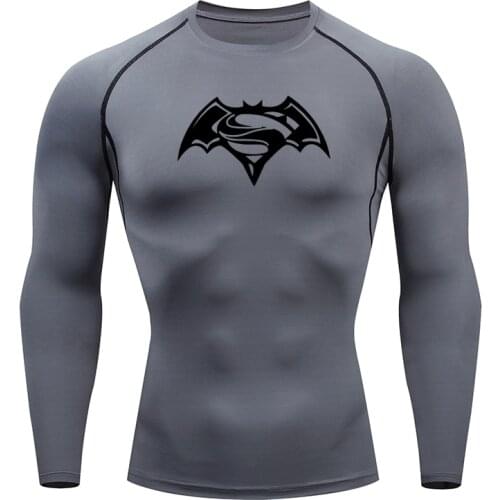 Flying mouse Printed T-shirt Compression Tights Men Fitness Running Shirt Breathable Long Sleeve Sports Gym Cycling Clothing