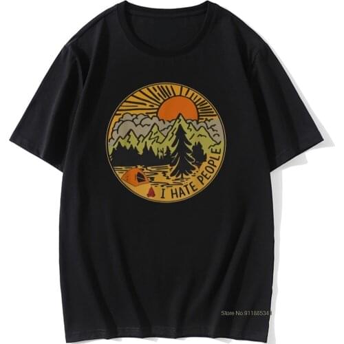 Graphic Sunset Tree Landscape Vintage Tops Tees 100% Cotton New Short Sleeve Fashion Tops Men T-Shirt Funny Printed Tshirts