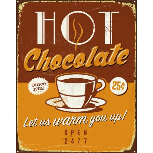 HOT CHOCOLATE METAL TIN SIGN POSTER WALL PLAQUE