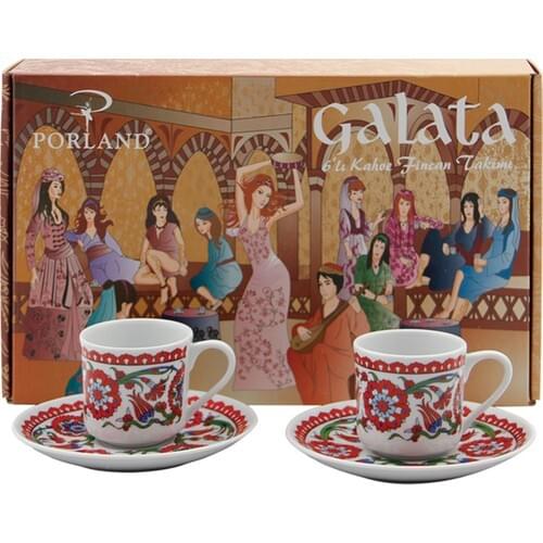Galata Coffee Team 12 Pieces (6 Persons) tea Coffee Cups Tea Coffee Sets Tea Coffee For Trophy Turkish Tea Cup Set Glass