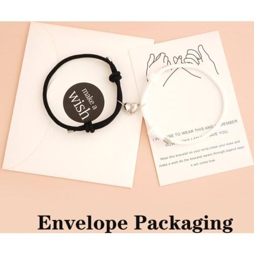 1Set Heart Stainless Steel Couple Friendship Rope Magnetic Bangle Bracelets Lover Women Men Charm Wish Jewelry Envelope Packing