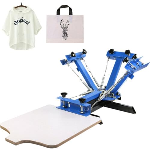 Screen Printing Machine 4 Color 1 Station Screen Printing Press 21.7X 17.7 Inch for T-Shirt DIY Printing Removable Pallet