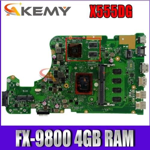 X555DG laptop mainboard with FX-9800 4GB RAM For Asus X555YI X555D A555D X555Y X555DG notebook motherboard tested full 100