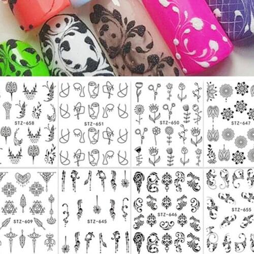 Fashion Floral Feather Simple Drawing Women Nail Sticker Decal Beauty DIY Manicure Tool Beauty Nail Art